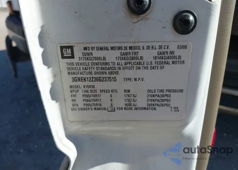 2006 Chevrolet Avalanche 1500 Z71 z USA, uszkodzony, nr VIN 3GNEK12Z36G237515